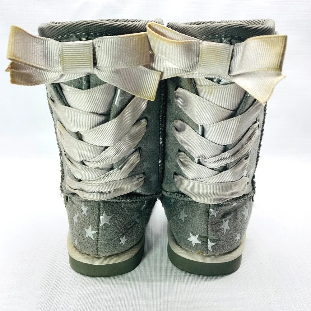Old Navy Kids Gray Star Print Cozy Lined‎ Winter Emu Boots Size 8 2TAirwalk
